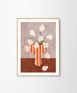 Druk artystyczny White Flowers in Striped Vase / Frankie Penwill