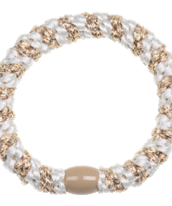 Gumka do włosów Kknekki White-Beige glitter stripe